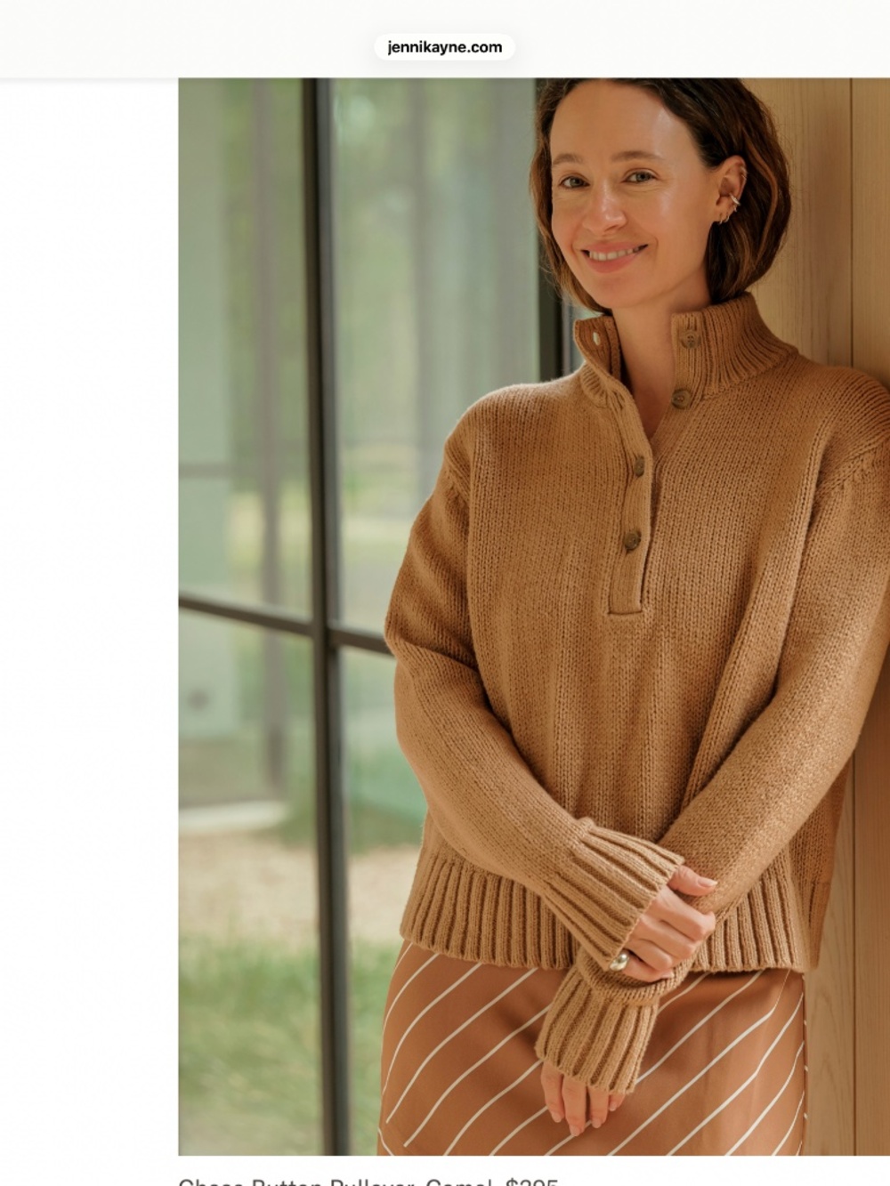 JENNI KAYNE CHASE BUTTON UP CAMEL PULLOVER
